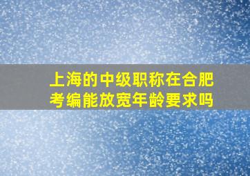 上海的中级职称在合肥考编能放宽年龄要求吗