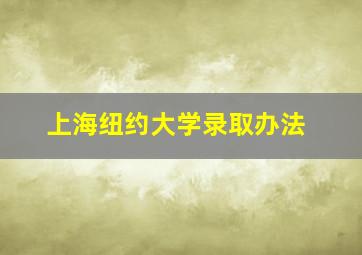 上海纽约大学录取办法