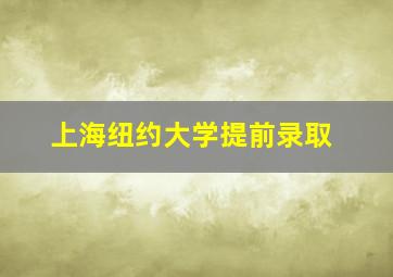 上海纽约大学提前录取