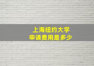 上海纽约大学申请费用是多少