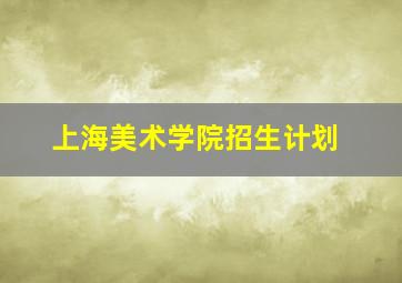 上海美术学院招生计划