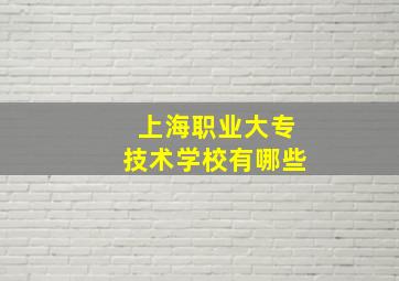 上海职业大专技术学校有哪些