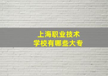 上海职业技术学校有哪些大专