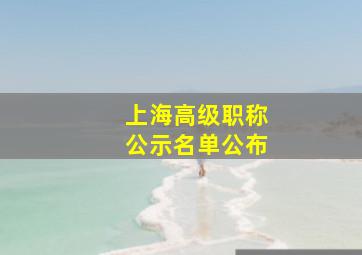 上海高级职称公示名单公布