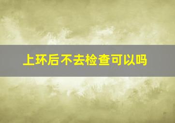 上环后不去检查可以吗