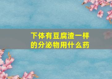 下体有豆腐渣一样的分泌物用什么药