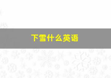 下雪什么英语