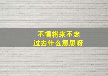 不惧将来不念过去什么意思呀