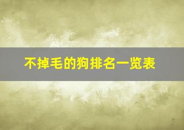 不掉毛的狗排名一览表