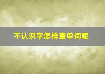 不认识字怎样查单词呢