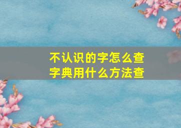 不认识的字怎么查字典用什么方法查