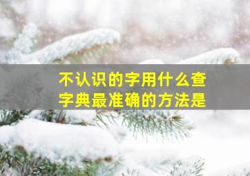 不认识的字用什么查字典最准确的方法是