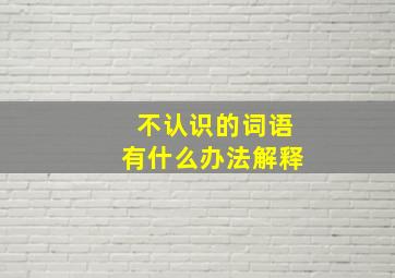 不认识的词语有什么办法解释