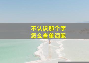 不认识那个字怎么查单词呢