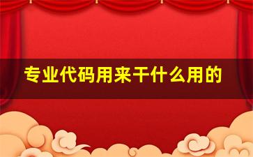 专业代码用来干什么用的