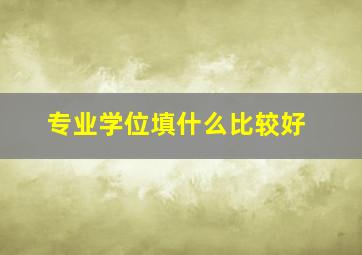 专业学位填什么比较好