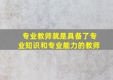 专业教师就是具备了专业知识和专业能力的教师