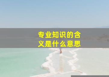 专业知识的含义是什么意思