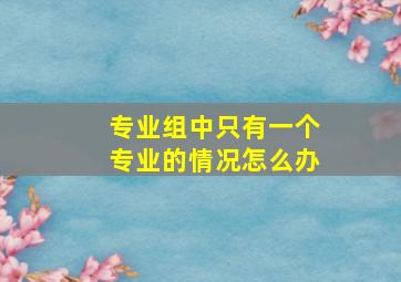 专业组中只有一个专业的情况怎么办