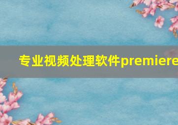 专业视频处理软件premiere