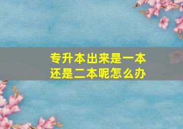 专升本出来是一本还是二本呢怎么办