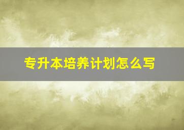 专升本培养计划怎么写