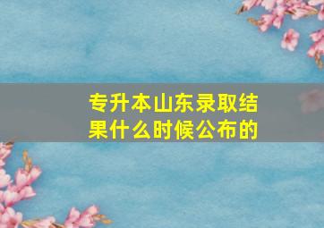 专升本山东录取结果什么时候公布的