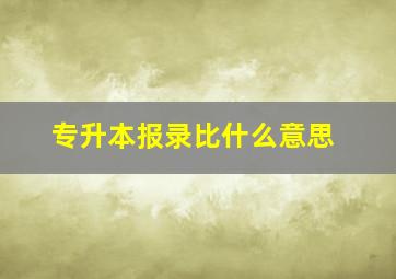 专升本报录比什么意思