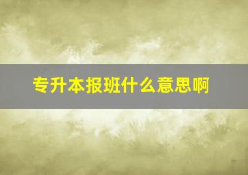 专升本报班什么意思啊