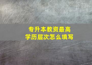 专升本教资最高学历层次怎么填写