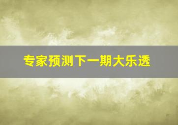 专家预测下一期大乐透