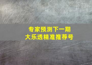 专家预测下一期大乐透精准推荐号