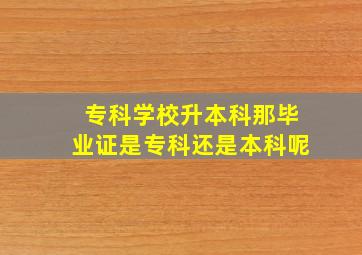 专科学校升本科那毕业证是专科还是本科呢