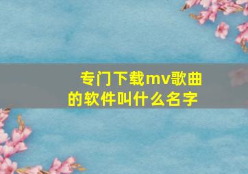 专门下载mv歌曲的软件叫什么名字