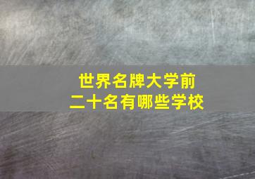 世界名牌大学前二十名有哪些学校