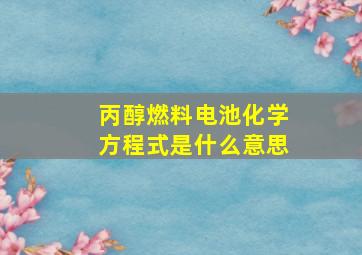 丙醇燃料电池化学方程式是什么意思