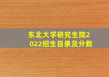 东北大学研究生院2022招生目录及分数