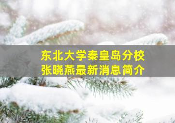 东北大学秦皇岛分校张晓燕最新消息简介