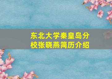 东北大学秦皇岛分校张晓燕简历介绍