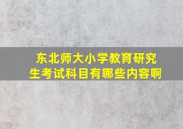 东北师大小学教育研究生考试科目有哪些内容啊