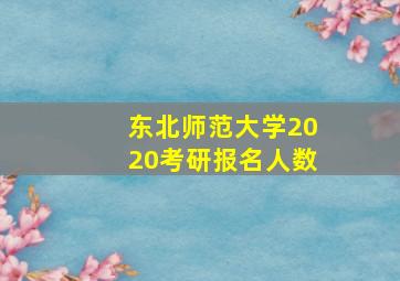 东北师范大学2020考研报名人数