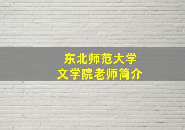 东北师范大学文学院老师简介