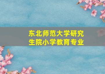 东北师范大学研究生院小学教育专业