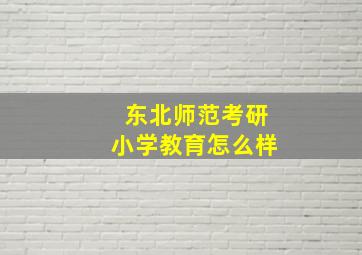 东北师范考研小学教育怎么样