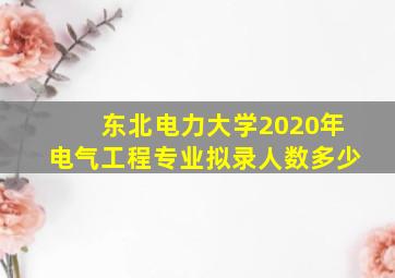 东北电力大学2020年电气工程专业拟录人数多少