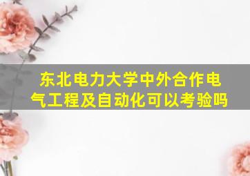 东北电力大学中外合作电气工程及自动化可以考验吗