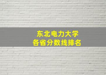 东北电力大学各省分数线排名