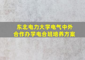 东北电力大学电气中外合作办学电合班培养方案