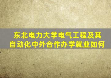 东北电力大学电气工程及其自动化中外合作办学就业如何