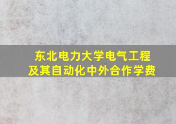 东北电力大学电气工程及其自动化中外合作学费